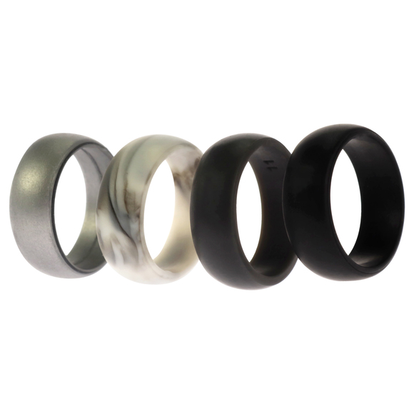 Silicone Wedding Ring Set - Marble by ROQ for Men - 4 x 11 mm Ring - Picture 2 of 2